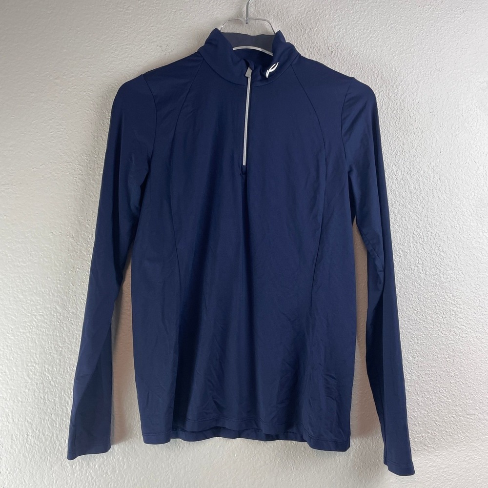 KJUS Women Collagen Midlayer HZ Navy Blue Quarter Zip UPF 50+ Sport Top 36 S